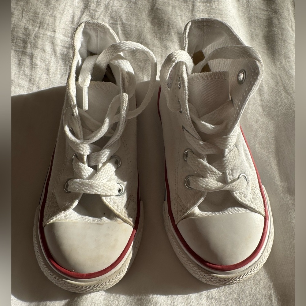 Converse White Hightops, toddler size 7C